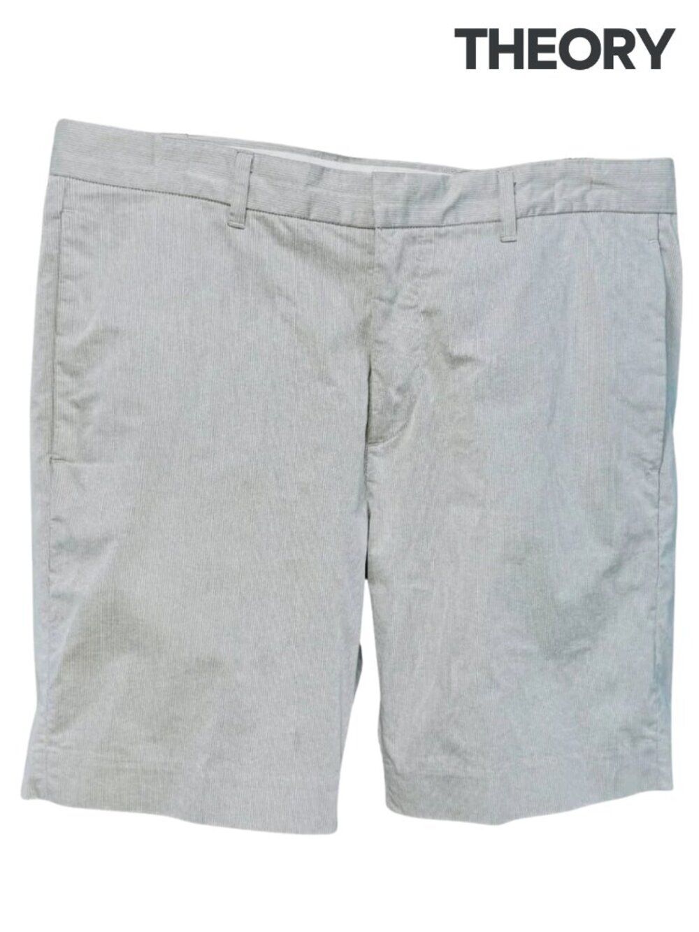 Theory Men's Pinstripe Flat Front Shorts in Beige - 33